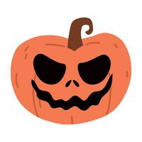 Cute Halloween Pumpkin Set. Smiling cartoon lantern faces. Helloween holiday characters in the shape of pumkin. Flat illustrations isolated on white background. vector