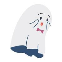 Kawaii ghosts collection. Halloween character set with scary and spooky faces. Isolated vector illustrations on a white background.