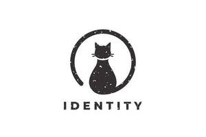 cat logo with tail forming a circle vector