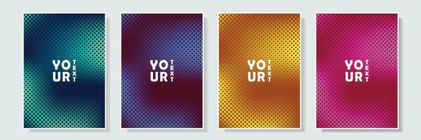 gradation mesh style futuristic colorful cover template with dots halftone, abstract fluid pattern, set collection vector