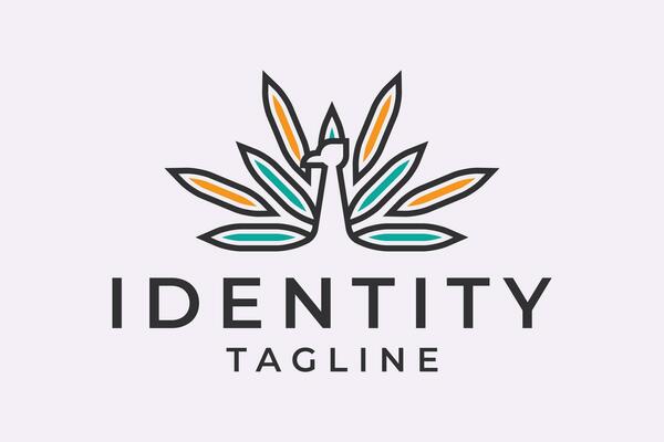 modern elegance peacock logo design vector