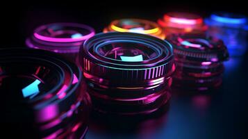 Beautiful neon light glass photo