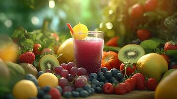 Juice and healthy fruits photo
