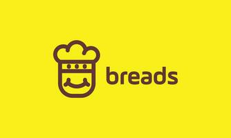 Chef bread outline logo with simple style for bakery business vector