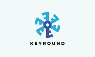 Circle key technology logo letter f logotype vector