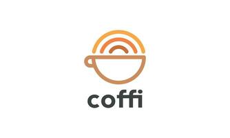 Cup coffee signal logo connection outline simple style vector