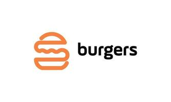 Outline simple burger logo design with minimalist style vector