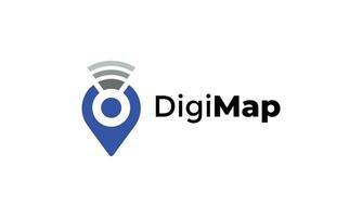 digital mapa locador logo sencillez diseño estilo vector