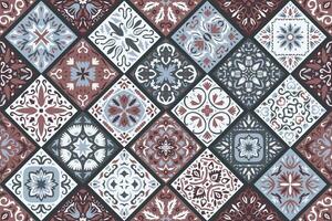 Set of patterned azulejo floor tiles background. Seamless colorful pattern vector