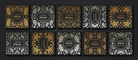 Vector set of luxury floral patterns, invitation cards, banners. Merry Christmas