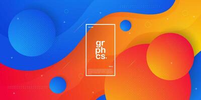 Modern abstract fluid background with blue and orange color wave design circle pattern background. Eps10 vector