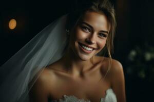 Ai Generative Photo portrait of a woman in wedding dress