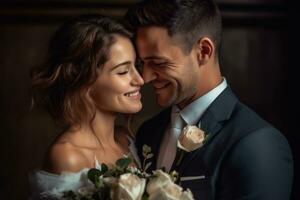 ai generativo foto retrato de un Pareja en Boda día