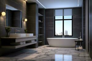 Ai Generative Photo of a luxury modern design bathroom