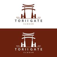 Torii Gate Logo Design Vector Minimalist Illustration Template