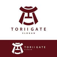 Torii Gate Logo Design Vector Minimalist Illustration Template