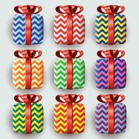 3d gift box element design with zig zag pattern set collection vector