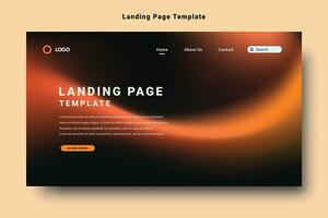 modern landing page template design with orange color gradation abstract fluid style background vector