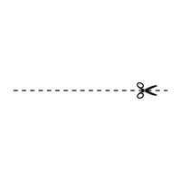 Cut line icon with scissor, cut here guidance, scissors and dash. Coupon mark and symbol for cropping, signifying voucher. Flat vector illustrations isolated in background.