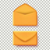 3d open and close orange envelope ornament vector