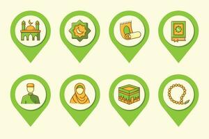 islamic navigation position pin pointer collection vector graphic