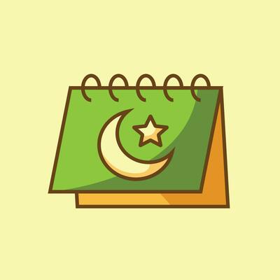 islamic calendar simple icon vector graphic, ramadan kareem