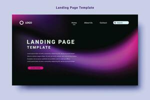 modern landing page template design, violet color gradation abstract fluid style background vector