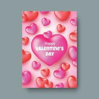contento San Valentín día póster romántico concepto para fiesta invitación, hermosa fondo con corazones ornamento vector gráfico
