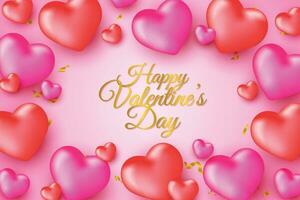 valentine's day background with empty space in the middle and realistic hearts ornament frame vector