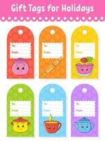 Gift tags. For holidays with space for your text. Bright stickers. Rectangular label. Vector illustration.