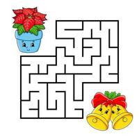 Square maze. Game for kids. Puzzle for children. Labyrinth conundrum. cartoon character. Isolated on white background. Vector illustration.