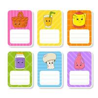 Gift tags. For holidays with space for your text. Bright stickers. Rectangular label. Color vector isolated illustration.