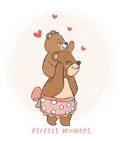 Mother bear and Baby Bear Heartwarming moment Cartoon Doodle Illustration, mother day vector