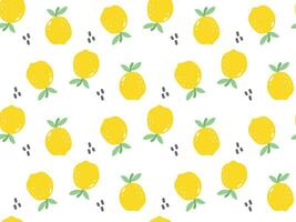 Cute yellow organic lemon Seamless Pattern Repeat Tileable Background Texture Wallpaper Fabric Wrapping Paper isolated on white background vector