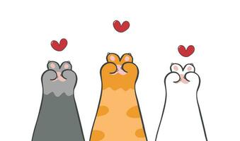 Cheerful cat paws with victory gesture in a whimsical doodle art style. Perfect for conveying teamwork, determination, and motivation. Ideal for cat lovers and animal enthusiasts. vector