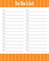 To do list. Printable template. Lined sheet. Handwriting paper. For diary, planner, checklist, wish list. Vector illustration.