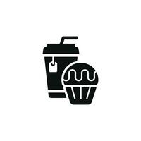 Cupcake and drink icon. Fast food icon isolated on white background vector