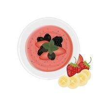 Logo Illustration of Strawberry Smoothie with Fresh Fruit Topping vector