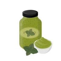 Logo Illustration of Pesto Sauce in a Jar vector