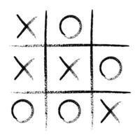 Tic tac toe game competition set. noughts and crosses black grunge brush in Hand draw. Graphic vector illustrations isolated