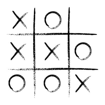 Tic tac toe. Noughts and crosses board game icon isolated. Vector