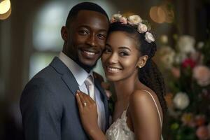 ai generativo foto retrato de un Pareja en Boda día