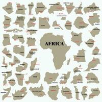 dibujo a mano alzada del mapa de los países africanos. vector