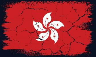 Flat Design Grunge Hong Kong Flag Background vector