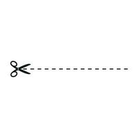 Cut line icon with scissor, cut here guidance, scissors and dash. Coupon mark and symbol for cropping, signifying voucher. Flat vector illustrations isolated in background.