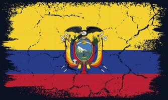 Flat Design Grunge Ecuador Flag Background vector