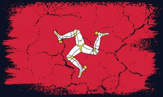 Flat Design Grunge Isle of Man Flag Background vector