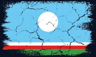 Flat Design Grunge Republic of Sakha-Yakutia Flag Background vector