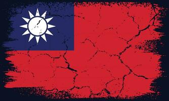 Flat Design Grunge Taiwan Flag Background vector