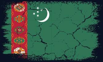 Flat Design Grunge Turkmenistan Flag Background vector